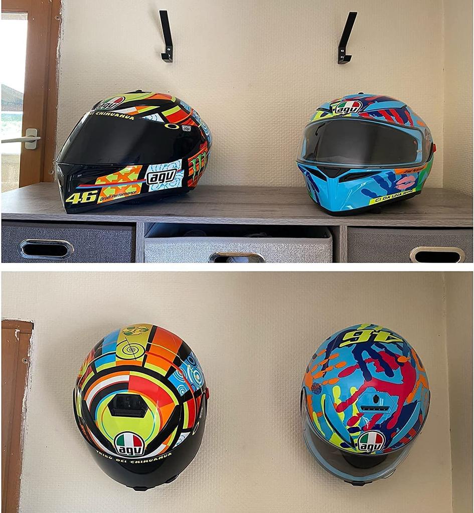 Set of 2 Motorcycle Helmet Hooks Multi-Purpose Jacket Hanger Key Bag Holder Wall Hanger