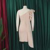 D393 Women's Summer Fashion One-Shoulder Ruffle Pencil Skirt Dress