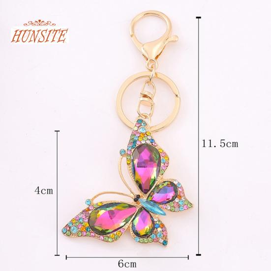 Красочный брелок с бабочками, роскошный женский автомобильный брелок со стразами