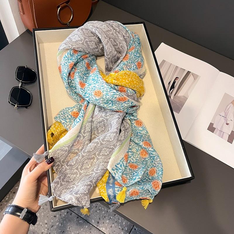 Тонкий хлопково-льняной шарф для женщин на весну и лето, этнический стиль, шарф с кисточками, дорожная шаль, пляжное полотенце, дышащий, мягкий