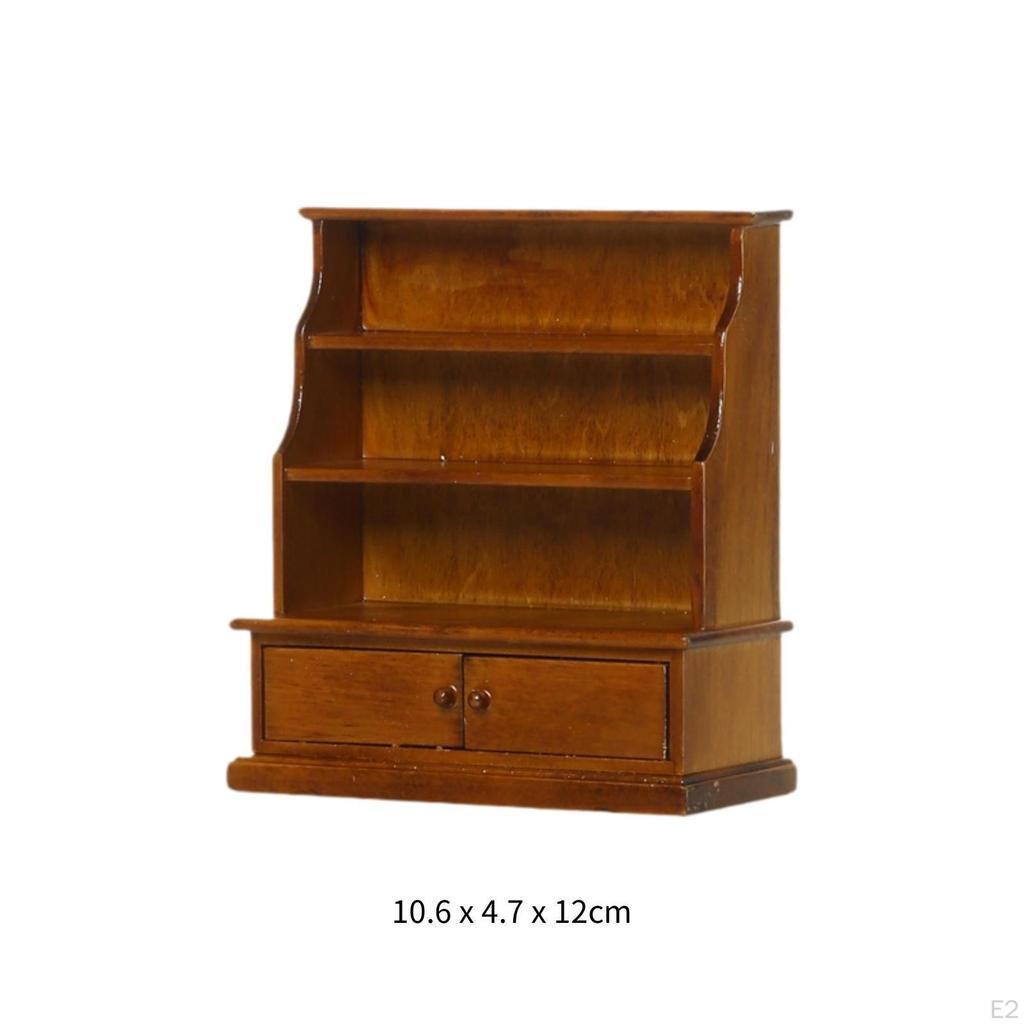 Dollhouse Cabinet Doll House Furniture Ornament Simulation Mini Storage Shelf with Drawer Bookcase