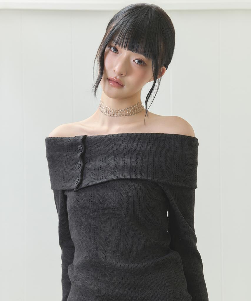 LUVISTRUE El Off-Shoulder Knit(Black)
