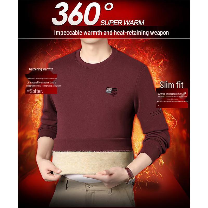 Luomeng Men's Fleece Lined Round Neck Sweatshirt