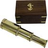 Solid Brass Handheld Telescope Nautical Pirate Spy Glass with Wood Box Rustic Home Decor Gifts