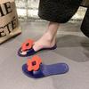 Female Internet Celebrity Korean Version of Casual Non-slip Cool Slippers Versatile Flat Bottom One-word Fashion Sandals Women 2025 New Summer