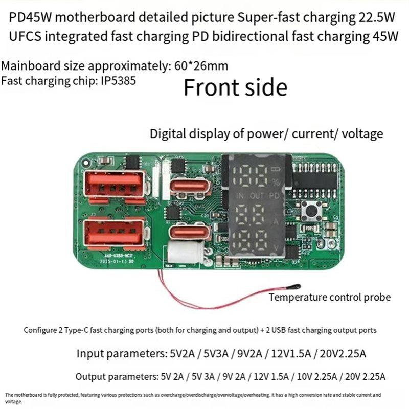 ABGI-PD45W 3S Двунаправленная Быстрая Зарядка Power Bank Плата с Защитой Батареи Светодиодным Дисплеем Модуль Зарядки для DIY
