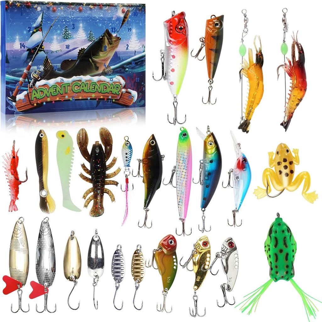 Fishing Advent Calendar 24Days Of Christmas Countdown Calendar With Fishing LuresSet For Fish Adult Men Teen Boys For Men Stocking Stuffers