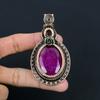 Lab-Created Ruby $ Garnet Gemstone Pure Copper Wire Wrap Handmade Unique Jewelry Pendant