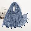 Fresh Printed Cotton and Linen Feel Tassel Scarf Shawl for Summer Ladies Long Scarf Travel Beautiful Long Silk Scarf