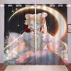 Sailor Moon 100% Polyester Blackout Curtains Living Room Bedroom Kitchen Cartoon Cute Perforated Home Decor Anime