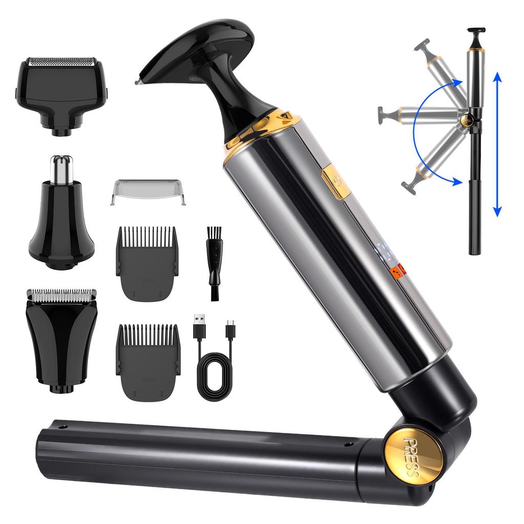 Adjustable Electric Trimmer for Men IPX6 Waterproof Telescopic Head Body Nose Beard Hair Trimmer