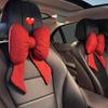 Ribbon Bow Ribbon Bow Car Neck Pillow Linen Linen Bow Car Headrest   Car Seat