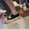 Sheepskin Version~ Leather Velcro Platform Muffin Shoes for Women with Mary Jane Shoes, Ugly Cute Little White Shoes, Single Shoes Tide