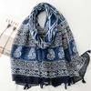 Spring/summer Bohemian Style Artistic Scarf with Fringe Decoration and Large Mesh Fabric