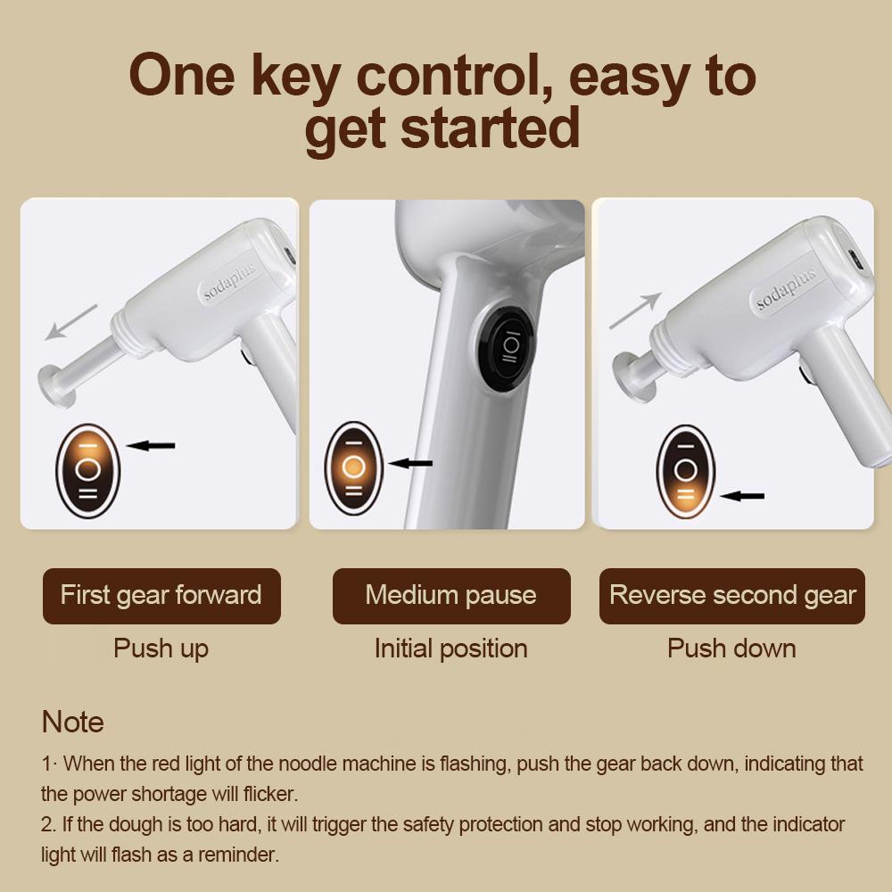Sodaplus Автоматическая машина для приготовления пасты Ручная электрическая лапшерезка 6-в-1 Беспроводная портативная