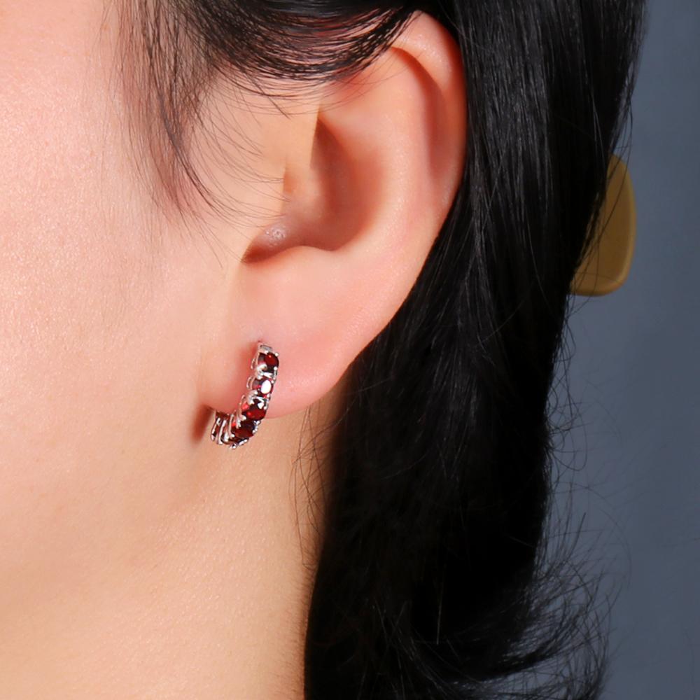 Удивительные дизайнерские шикарные серебряные серьги-кольца с натуральным гранатом, январский камень, камень для благословения, ювелирные изделия для влюбленных, подарок