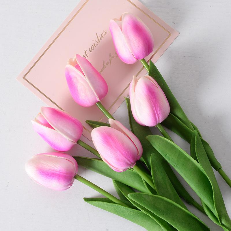 5Pcs Artificial Tulip Flowers Pink White Tulips Fake Flowers Bouquet Wedding Garden Decoration Home Vase Decor Plants Mother's Day Gift