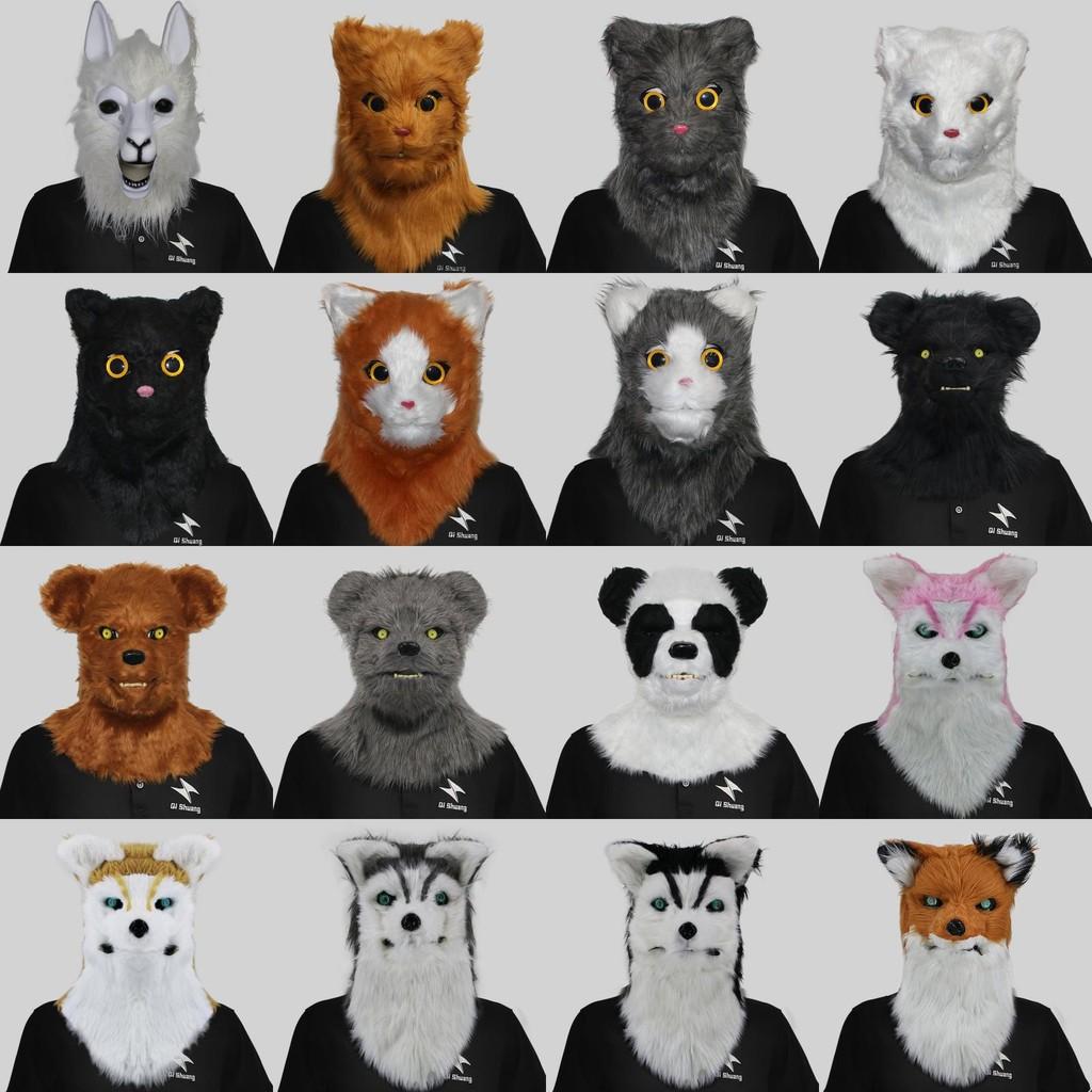 Уморительные маски голов животных с открывающимся ртом, изображающие гориллу, тигра, волка, для праздничных мероприятий