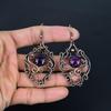Amethyst Earrings Gemstone Jewelry, 999 Copper Wire Wrapped Earrings, Gift For Women Handmade Earrings