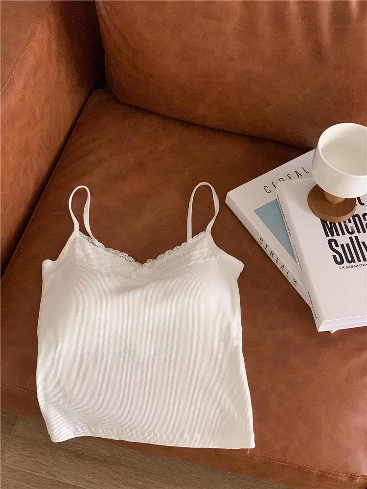 Пикантный кружевной топ-ками с открытой спиной и бантом, с нагрудными вкладышами – Бесшовный короткий топ