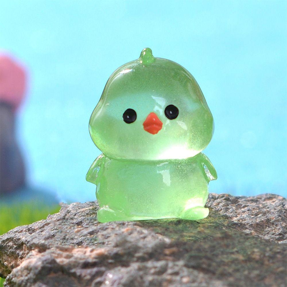 Glow in Dark Luminous Chick Figurines Resin Crafts Mini Chick Statue Car Accessories