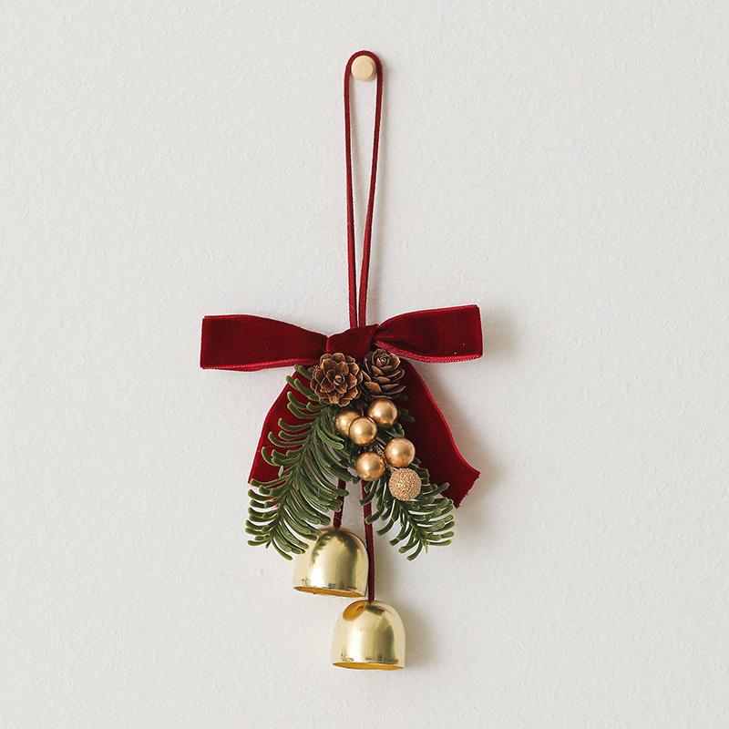 Bell Pendant Car Hanging Berry Vine Ring Bowknot Flower Wreath Decoration Christmas Imitation Antlers Pine Cone