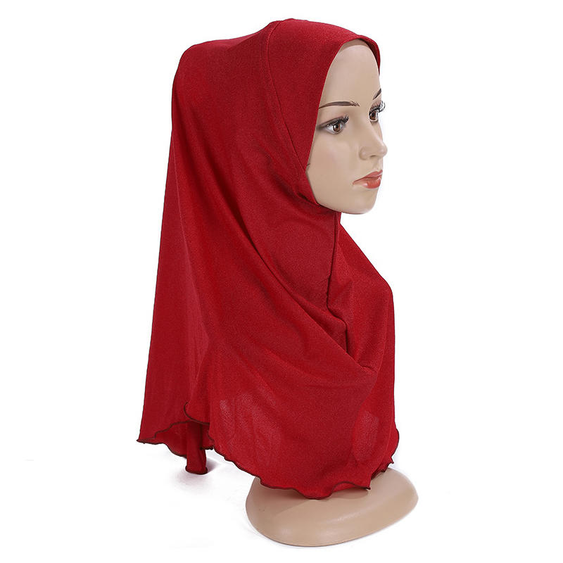Colorful Solid Color Flounce Scarf Women Muslim 1Pc Headscarf Wraps Femme Musulman Headband Islamic Turb