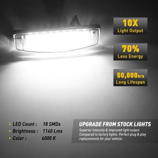 2X LED License Plate Light Rear Lamps Tag 6000K For 2007-2012 Toyota Yaris Sedan