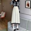 Длинные трикотажные юбки женские элегантные осенние лоскутные складки женские юбки в корейском стиле