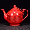 Chinese Traditional Red Ceramic Teapot, Tea Infuser, Dragon and Phoenix Pattern, Porcelain Teaware, Tea Kettle, Gift, 585 Ml