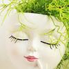 Face Planter Pot with Drainage Hole Resin 3D Women Head Figurine Flowerpot Indoor Outdoor Plants Container Home Balcony Garden Decoration