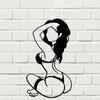 1 часть металлической настенной декоративной картины - абстрактный силуэт женщины в бикини в черно-белом цвете
