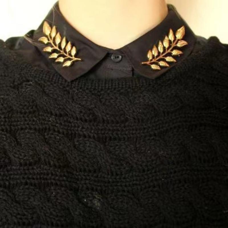 Новая винтажная брошь-булавка для воротника рубашки в виде листа, брошь для воротника для женской броши, металлическая брошь, декоративная булавка для одежды, свитера, модная бижутерия