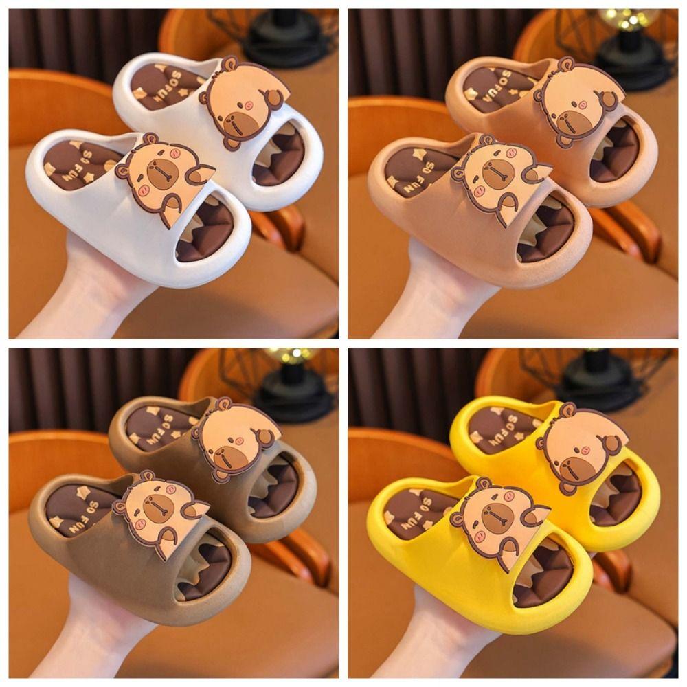 Симпатичные тапочки из ПВХ в виде капибары, противоскользящие детские сандалии для ванной, тапочки с изображением животных из мультфильмов