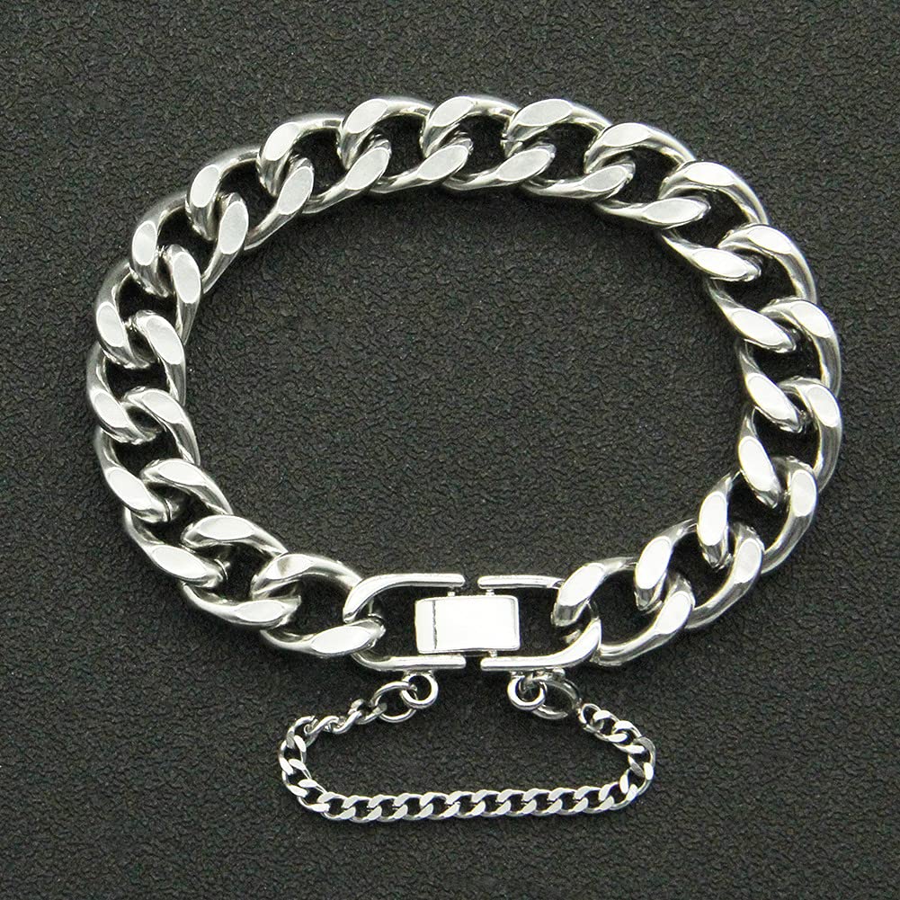 Rockyu Браслет из нержавеющей стали с серебряным и 18-каратным золотым покрытием, стильный толстый 10 мм, хип-хоп аксессуар, мужская цепочка, браслет, цепочка, широкий,