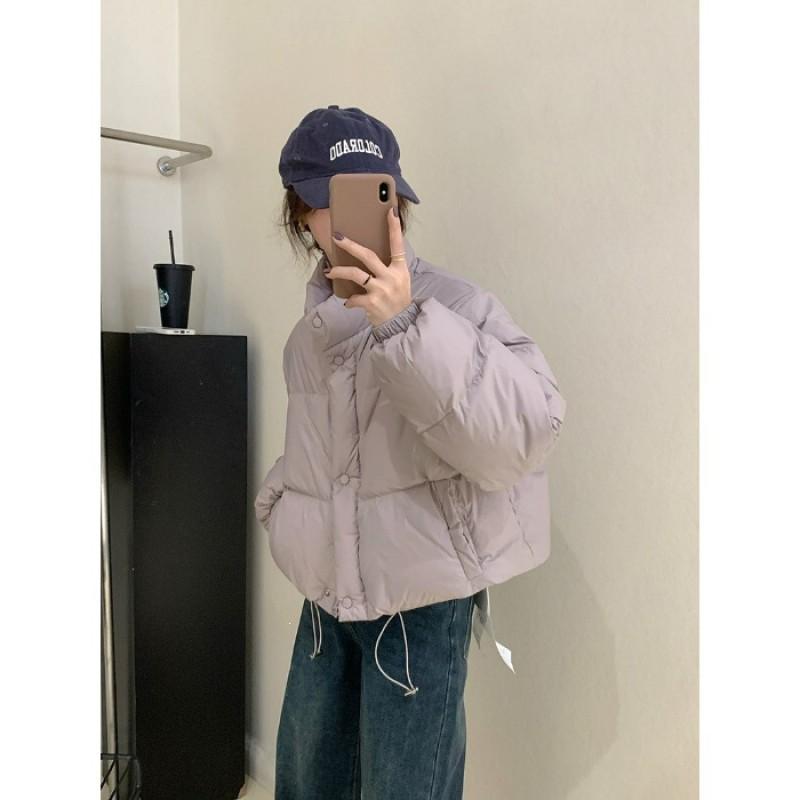 Womens Short Cotton Puffer Jacket Stand Collar Loose Slim Thick Warm Winter Coat Petite Women