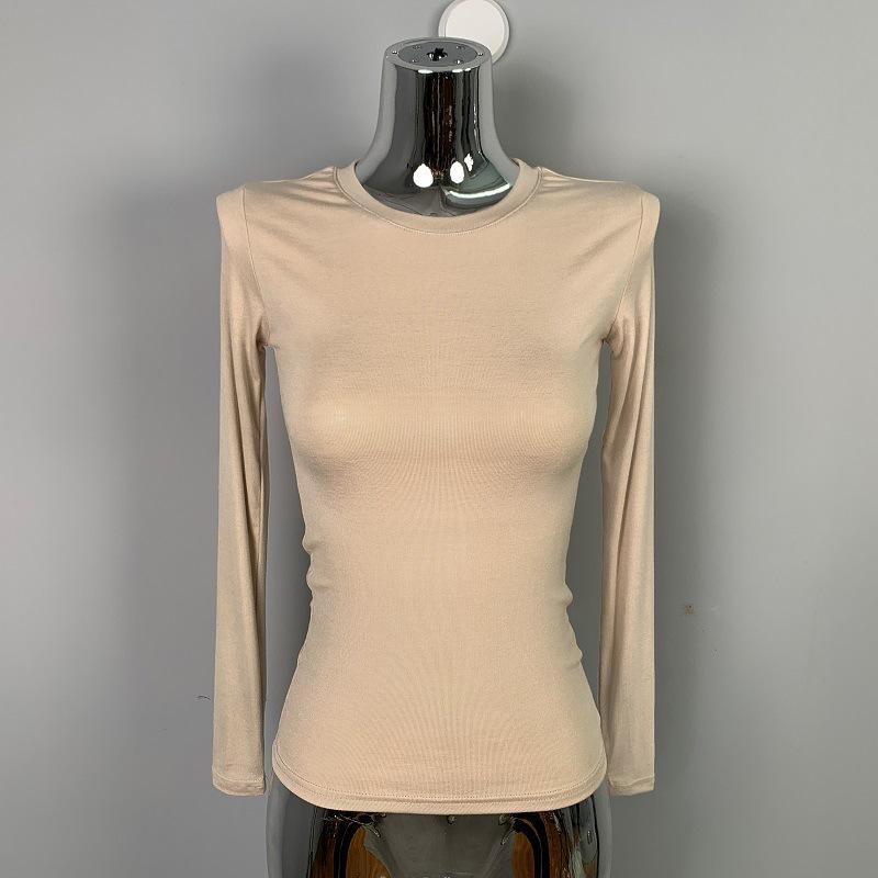 Модная и трендовая женская стройная и универсальная сексуальная футболка с длинными рукавами, показывающая тело, базовая футболка, топ для женщин