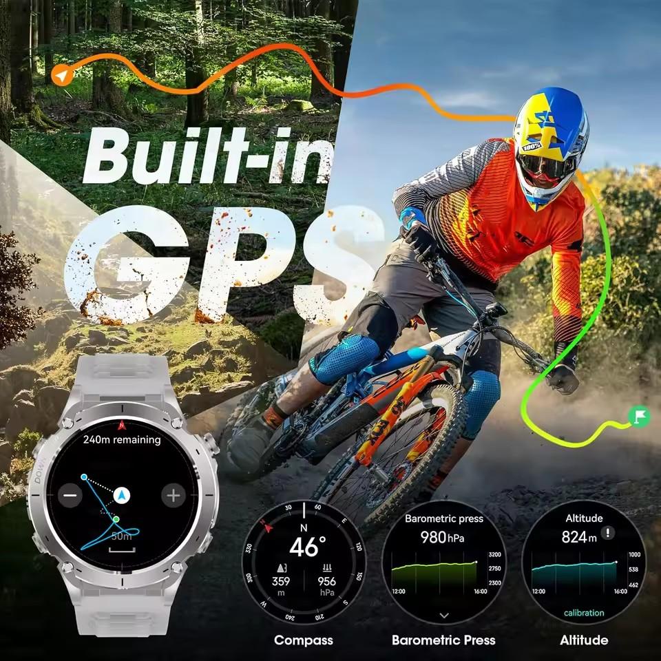 2026 Новые уличные военные умные часы для мужчин GPS-трекер Водонепроницаемые 730 мАч Здоровье Звонки Спортивный фитнес-браслет GPS-трекер Часы Для плавания