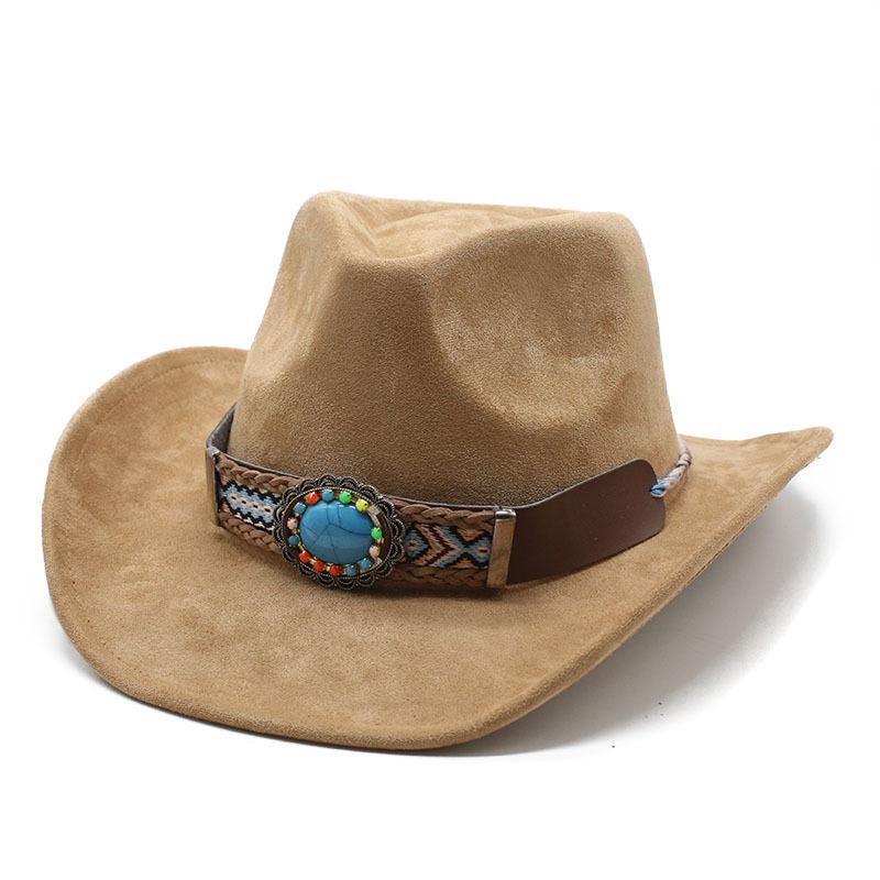 Western Cowboy Hat Men'S Casual Versatile Retro Black Suede Top Hat Female Jazz Hat