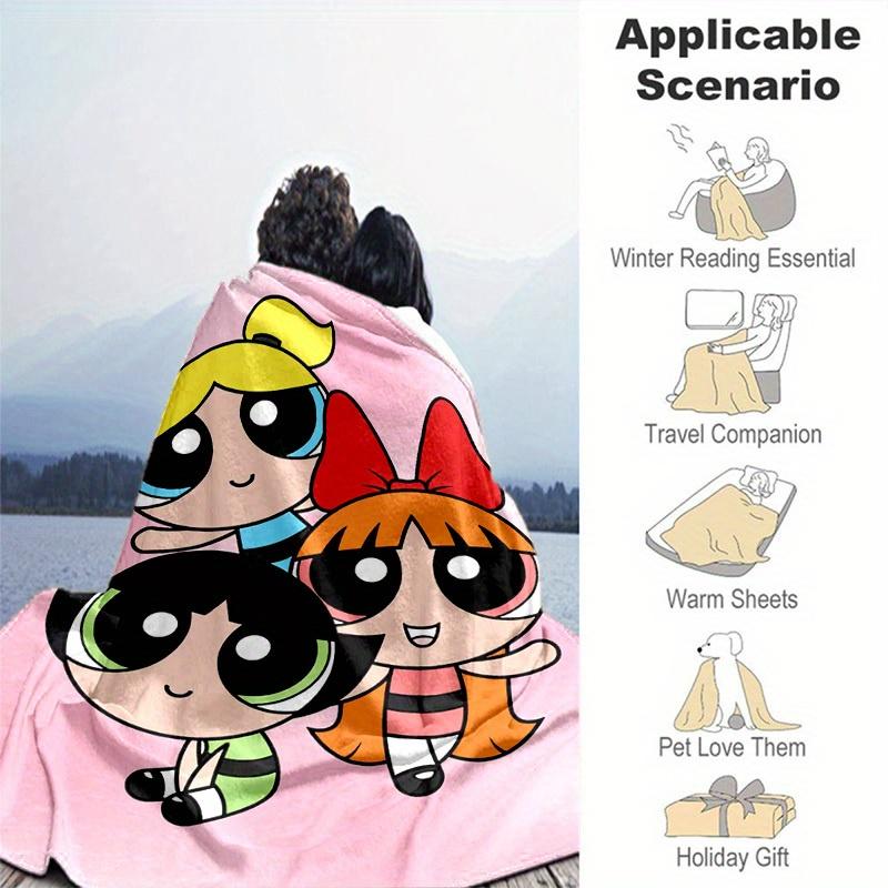 1 плюшевое одеяло Powerpuff — мягкое и удобное для всех сезонов, отличный подарок!A04303m