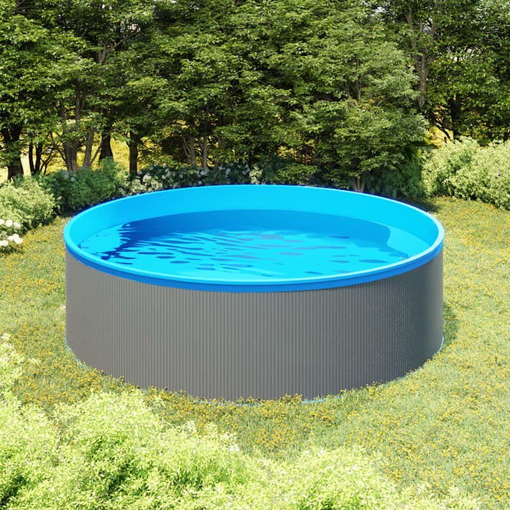 Splash Pool - vidaXL - 350x90 Cm - Steel - Grey and Blue - 7200 L