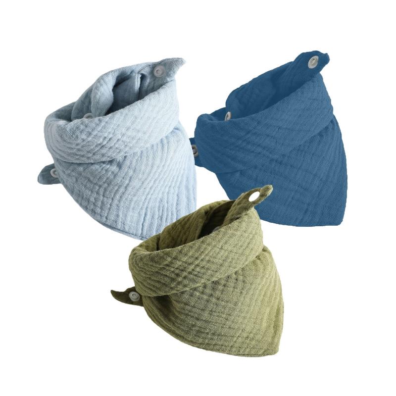 3Pcs/lot Baby Muslin Bibs Soft Cotton Solid Color Bibs Saliva Towel Boys Girls Feeding Apron Bandana Drool Stuff Bibs