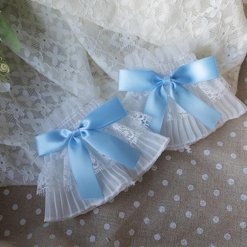 Kawaii Bow кружева рукава на запястье кружевные перчатки без пальцев готические милые эластичные панк манжеты на руку Лолита девушка одежда аксессуары