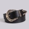 New Women's Fashionable Big Buckle Atmospheric and Exquisite PU Sideline Coat Belt Personality Stacked Style Belt