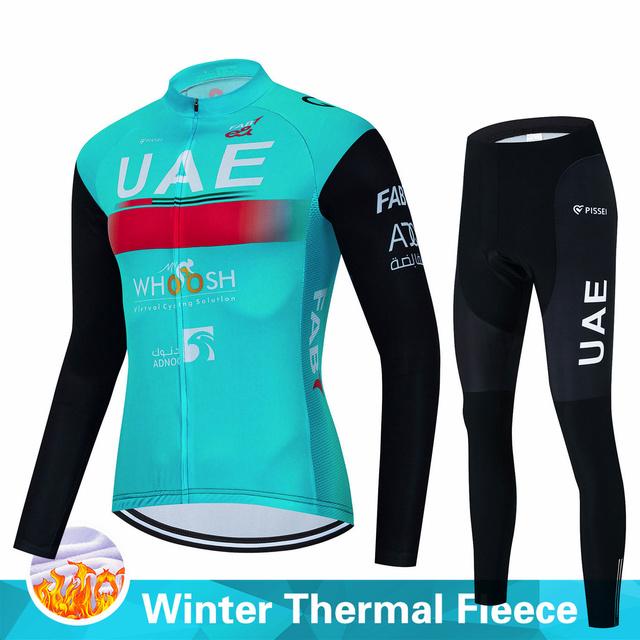 2023 команда ОАЭ, зимний флисовый комплект велосипедного трикотажа, мужской Ropa Ciclismo Hombre MTB, велосипедная одежда с длинными рукавами, 19D гелевая подкладка