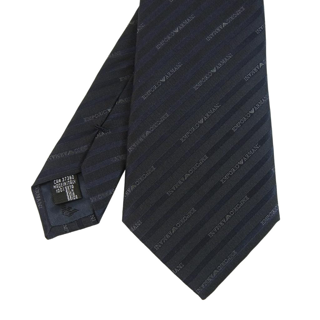Галстук шелковый морской синий полосатый логотип EMPORIO [Emporio Armani] AN-872 [Товар]