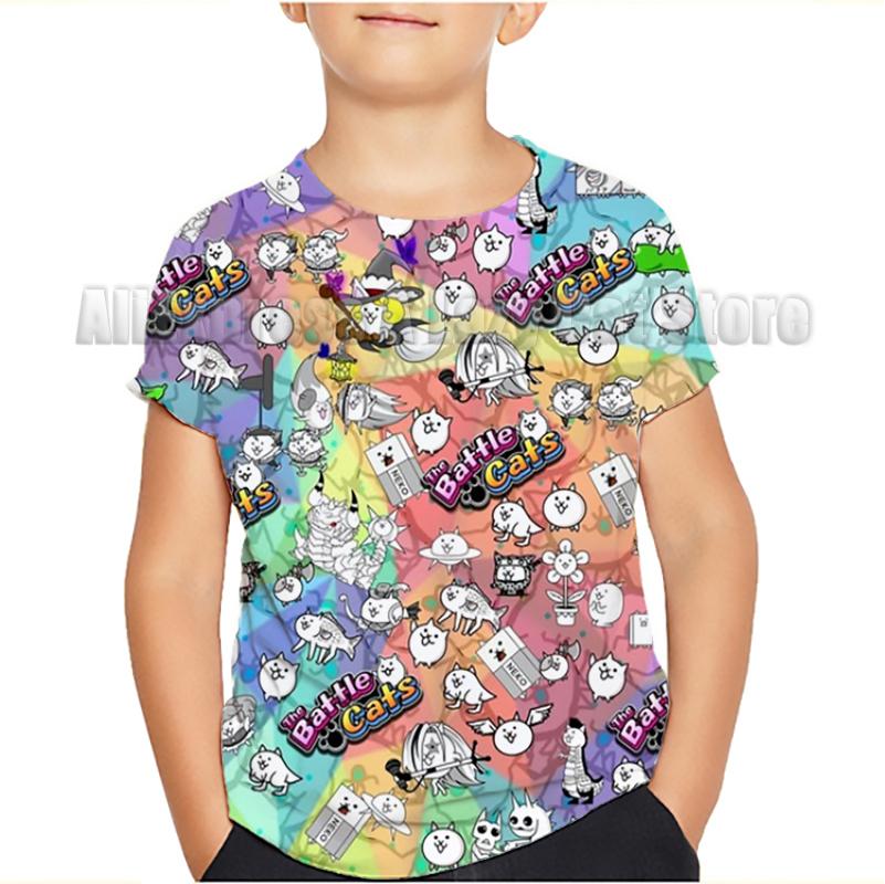 Game The Battle Cats T Shirt Banban Garden O-Neck Tshirt Cartoon Tops Tees Children Anime T-shirt Summer Clothes Camiseta