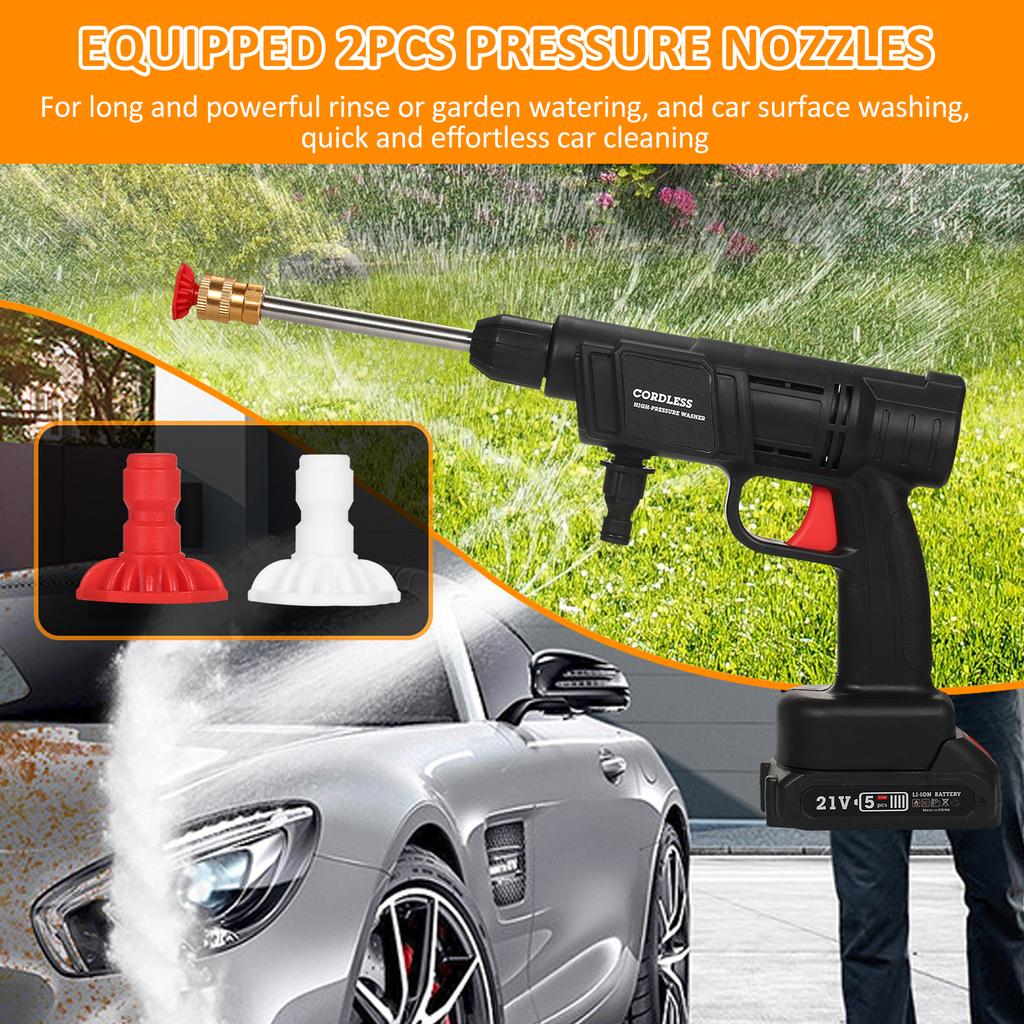 Cordless Pressure Car Washer 24.5Bar350PSI Portable Cordless Power Washer 1500mAh*2 Battery