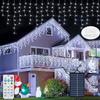 Large Solar Panel LED Icicle Christmas 400 10M Type C DIY Christmas Lights for and Illumination, Waterproof, Lights, White, Bulbs, Length,