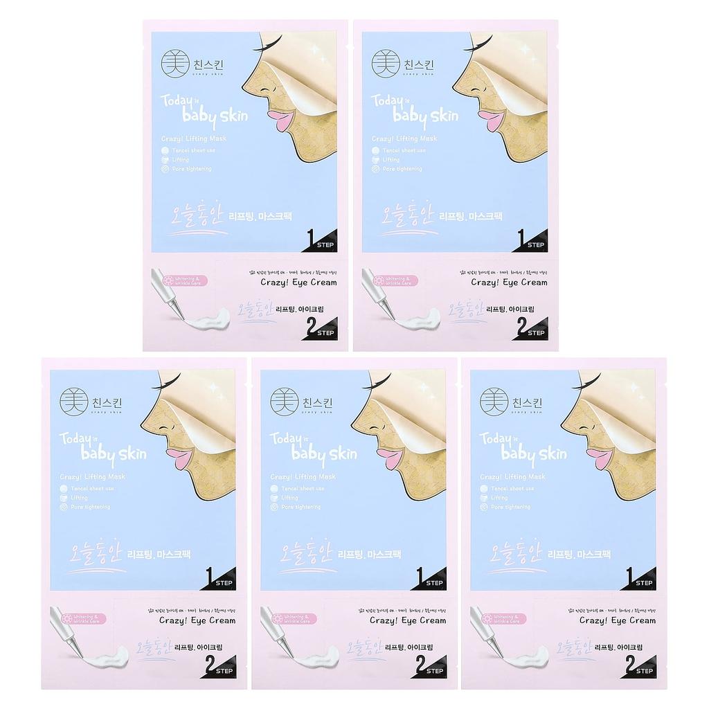 Today's Baby Skin, Crazy! Lifting Beauty Mask Pack & Eye Cream, 5 Sheets